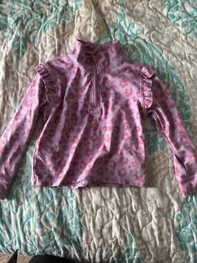 Girls' Pink Long-Sleeve Ruffle Rash Guard Top